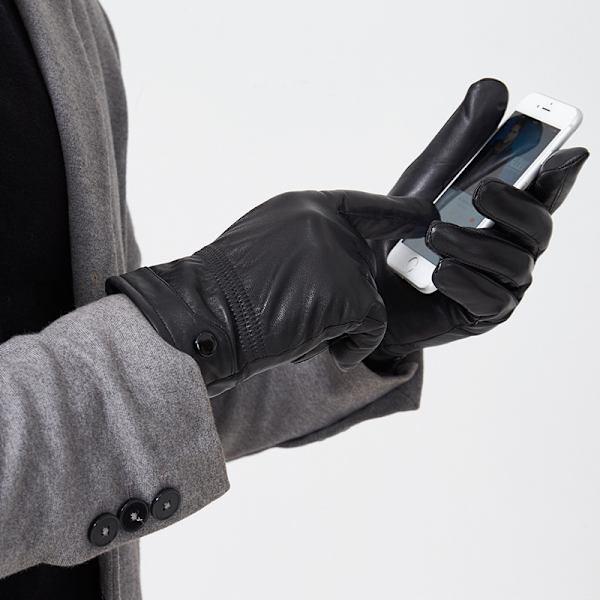 /#/1 par sorte touch screen herrehandsker Haining læder/#/