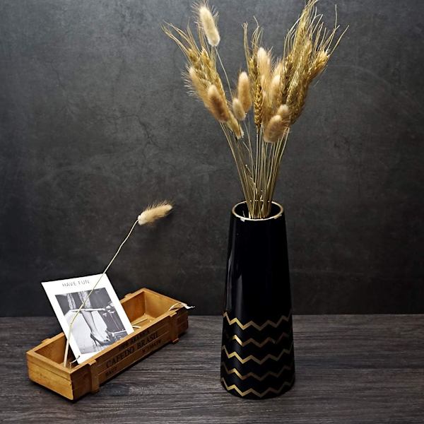 24,5 cm Blomstervase Sort Guld Keramik Høj Design Dekorativ