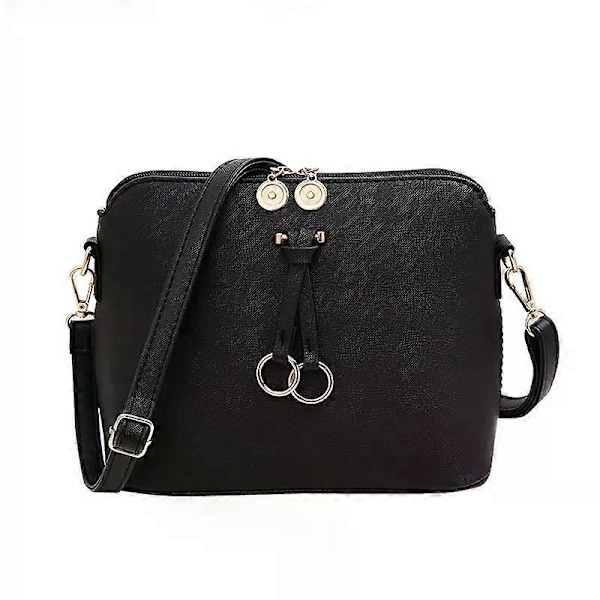 Liten Dam Crossbody Väska Silverkedja Axelremsväska Messenger Väska Telefonväska PU Läder Styv Tote Väska Stad Resor Shopping Mode Chic (SVART)