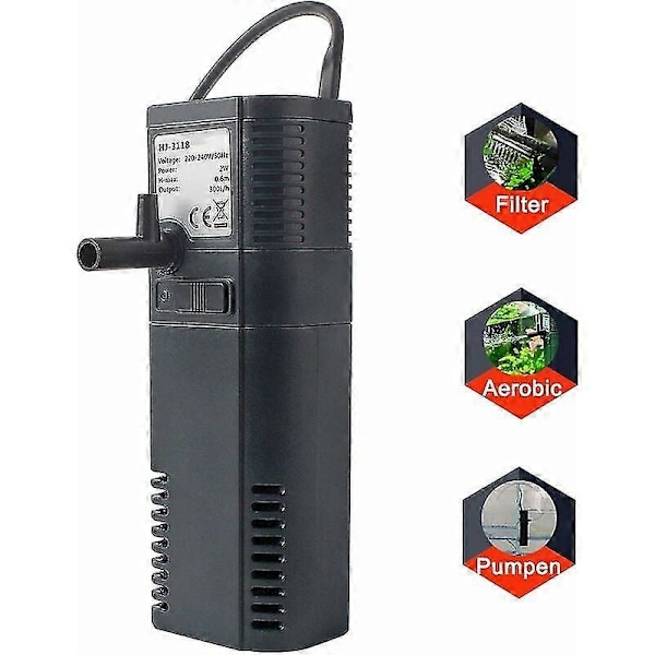 Akvariefilter Internfilter Intern Filterpumpe med Spraystang for 300L Akvarium (300L/T 2W)