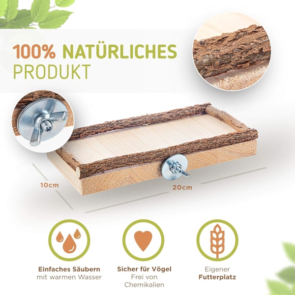 Super Sittplatta 20x10cm med naturträ för kakaduor - plattform