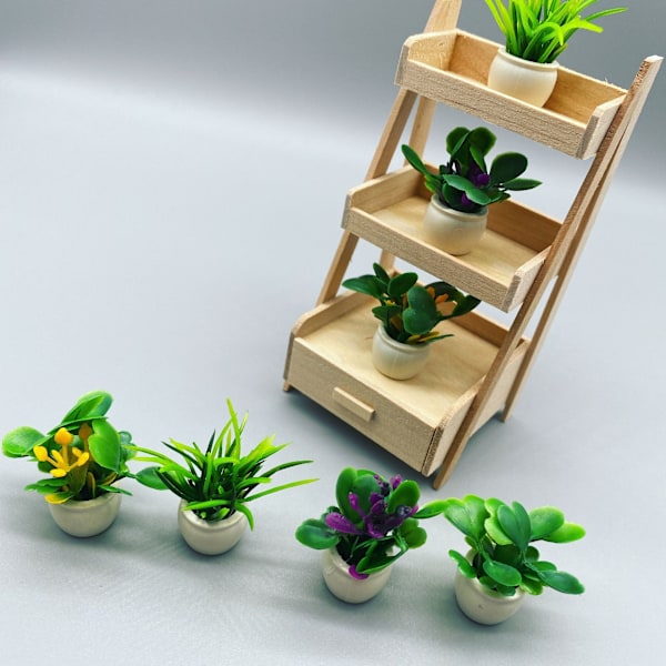 #Pottede Planter til Dukkehuse 4 Stk Miniature Blomsterpotte Dekorationer Miniature Eventyr Dekorationer Dukkehuse Indendørs Kontor Have#