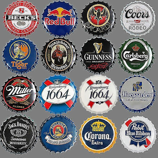 Seinäkoriste Retro Olutpullon Korkki Luova Metallinen Rautakyltti Kahvila Olutbaari Koristelu Halkaisija 35 cm (Paulaner)