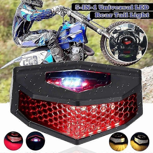 Ny 12V Universal Motorcykel ATV Baglygte 5I1 LED Baglygter Bremselys Stoplys Blinklys L