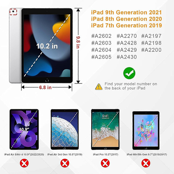 Etui til iPad 9. generasjon (2021) / 8. generasjon (2020) / 7. gen (2019) 10,2 tommer - Lett skall Stående Hardt Bakdeksel, Smaragd Marmor