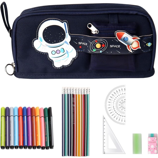 School Pencil Case, Large Capacity Pencil Case with Compartments