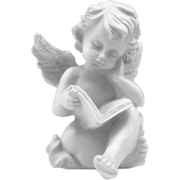 Resin Engel Figur Engel Statue Skrivebordsdekorasjon Ornament For Kontor Butikk Hjem Hvit