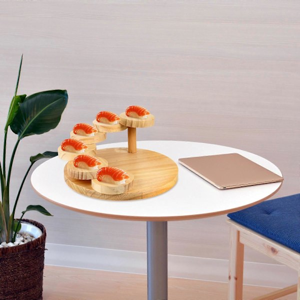 1 stk. Stort Træ Serveringsbakke Roterende Trin Kødplade Japansk Sushi Fad
