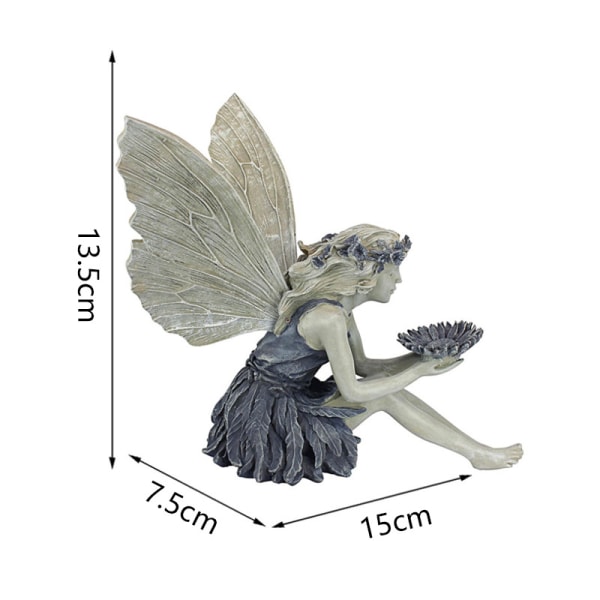 Tudor og Turek Sitting Fairy Statuette, 3D Outdoor Figures Ange