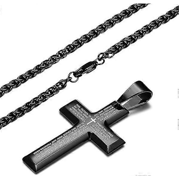 Halsband med svart korshänge i rostfritt stål för män, Fader vår Ne