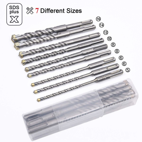 Betongbor, 9 stk (5mm~16x160mm) Flisbor, SDS-Plus