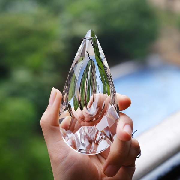 #120 mm kristallprismahänge, transparent droppform#