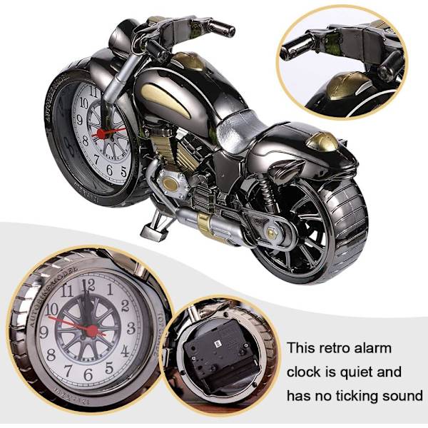 1 Styck Gammaldags Motorcykelväckarklocka, Tyst Väckarklocka