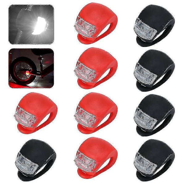 10x Sykkellykt Sykkel Frontlykt Baklykt Hjullys LED Silikonlampe