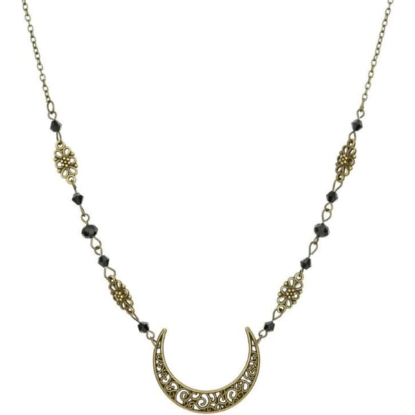 Gyllene bohemisk huvudkedja med svarta pärlor för kvinnor och flickor