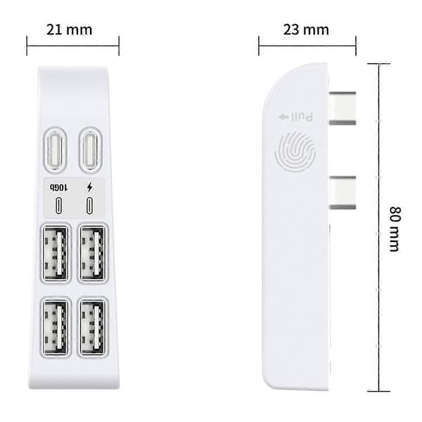 For Slim 6-I-1 USB 2.0 HUB Dataoverførsel Extender USB Multifunktionel Bærbar Splitter, Sort