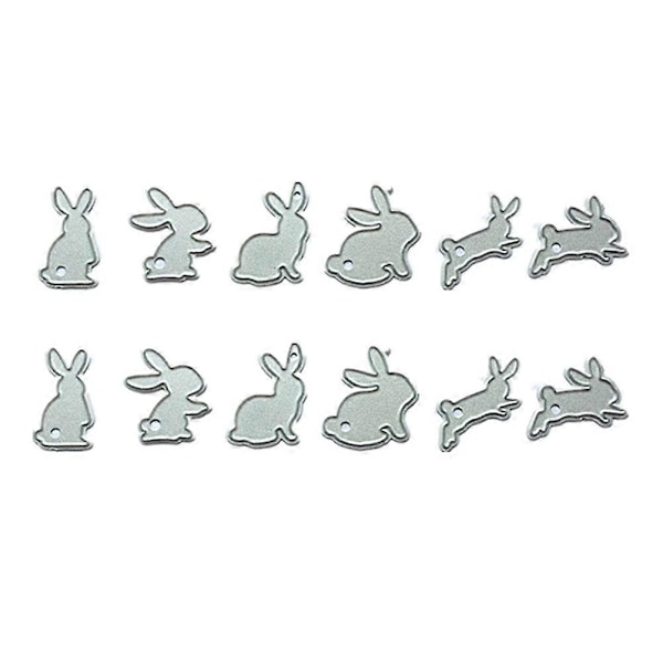 2 sæt med 12 stk. skærestans i kulstofstål, mini kanin skærestans, tegneserie kanin skabeloner, påske papirmaskine ætsning skæreskabelon form, dejlig