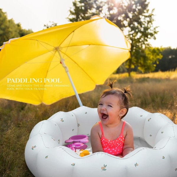 95*25cm (Vit) Uppblåsbar Babypool, Bärbar Paddelpool för Bebisar
