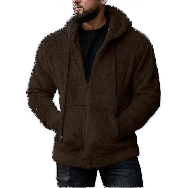 Herre Varm Fuzzy Fleece Hættetrøje Langærmet Lynlås Hættetrøje Sweatshirt Jakke