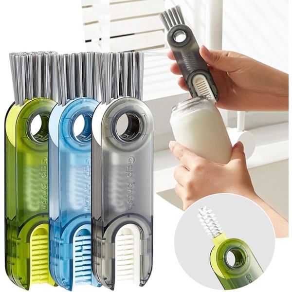 3-pack 3-i-1 Multifunktionell Rengöringsborste, Vattenflaska Ren