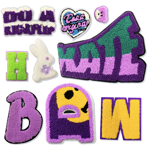 /#/10 termoklæbende broderede patches i en elegant farvepalet af co/#/