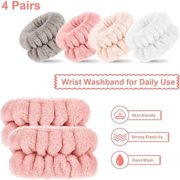 #Par Microfiber Ansiktsrengörings Armband för Kvinnor och Flickor - Förhindrar Vätska från att Stänka#