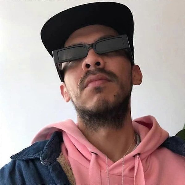 Rektangulära Mode Solglasögon Herr Hip-hop Retro Designer Svarta Solglasögon Små Bågar Personliga Solglasögon