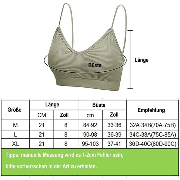 #L Bustier-sett for kvinner med 6 sportsbralette uten bøyler, sømløs polstret BH#