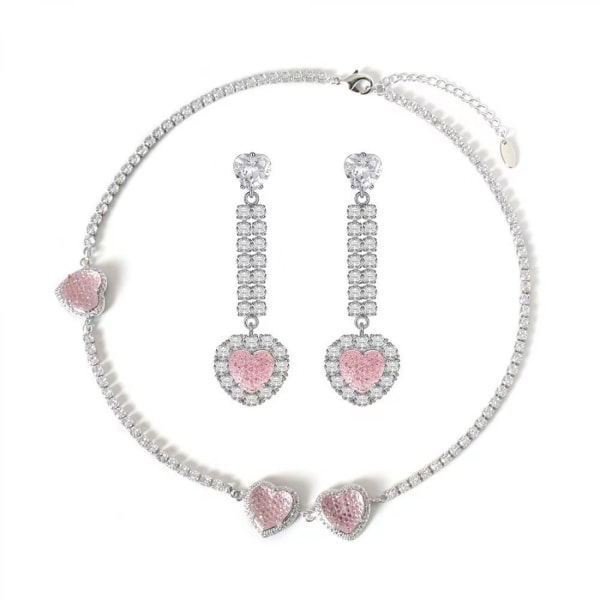 /#/Heart chain necklace women's silver heart chain I love/#/
