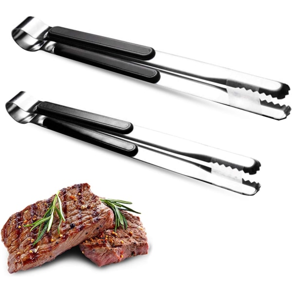 2 Pieces BBQ Tongs, Stainless Steel Tongs Set, Non-Slip, Heat Re