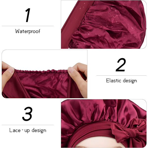 Satin Hår Bonnet Nat, Satin Sovehue, Justerbar Bruse C