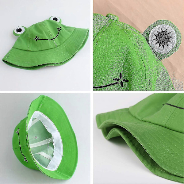 Vuxen Groda Bucket Hat Dam Bomull Solhatt Vikbar Bomull Fiskarhatt För Barn Kvinnor