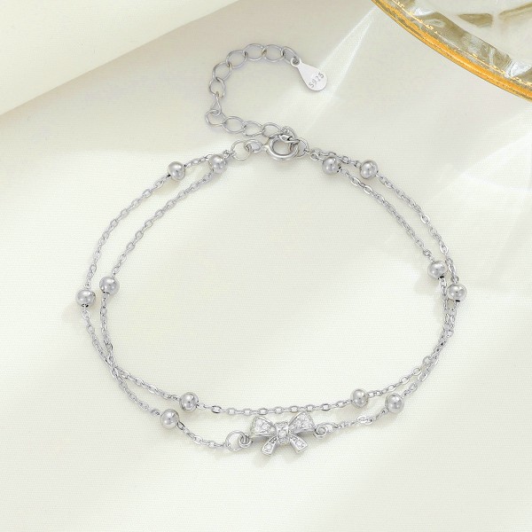 #Bow double-layered bracelet, s925, special jewelry#