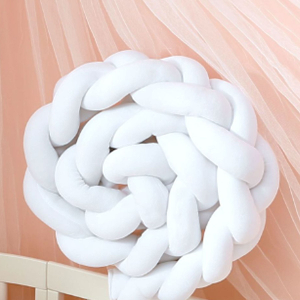 #Flettet hodepute for baby seng (Hvit, 1 m)#