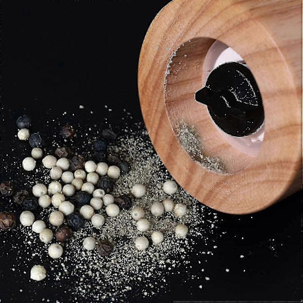Træ- og Keramisk Salt- og Peberkværn - Peberbøsseformet Krydderikværn med Justerbar Kværn Xixi