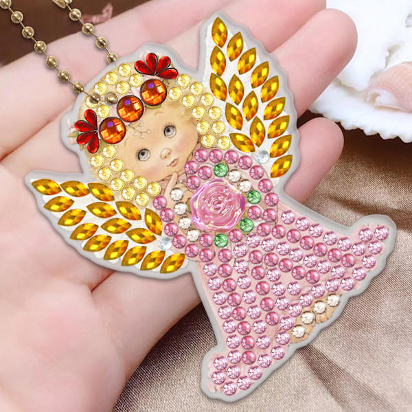 #4-pak DIY Diamantmaleri Nøgleringe#