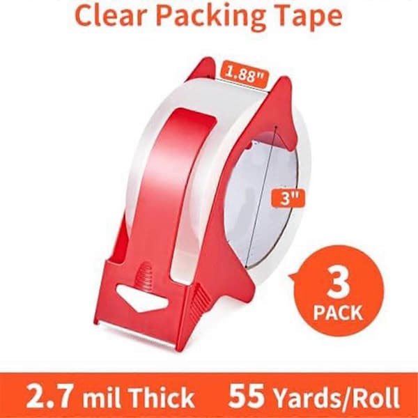 3 Rullar Klar Packtejp Tejphållare, Kraftig Packtejp Refill för Fraktförpackning Post