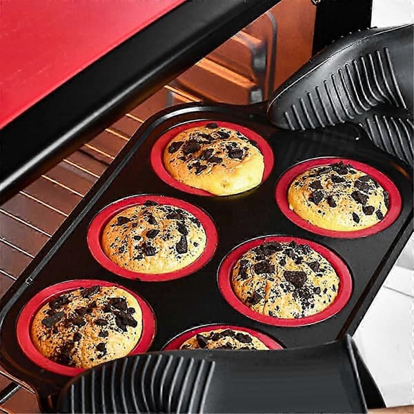 Muffinsform i silikon med metallram, Äggbitsformar i silikon för bakning, Muffinsformar 12 st