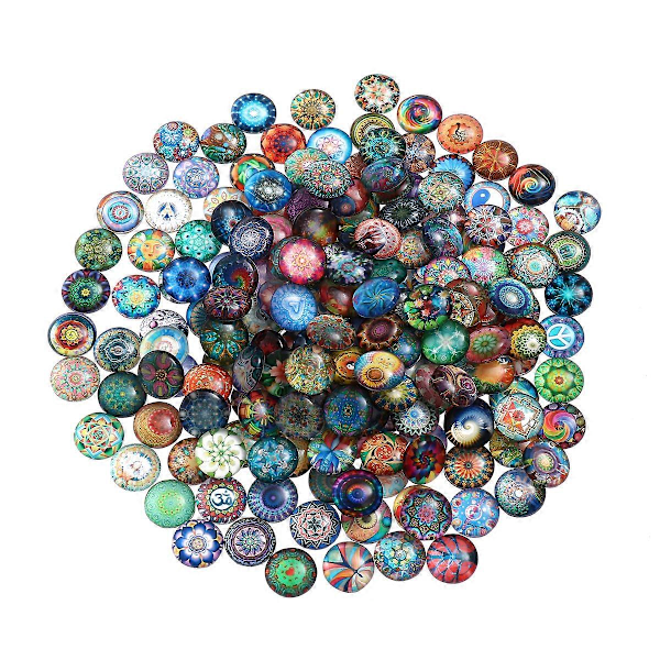 ROSENICE 200 st 12mm Blandade Runda Mosaikplattor för Hantverk Glasmosaikmaterial för Smyckestillverkning