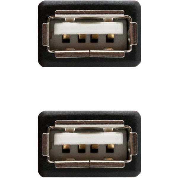 USB 2.0-adapter, A/F-A/F, Hunn-Hunn, Svart