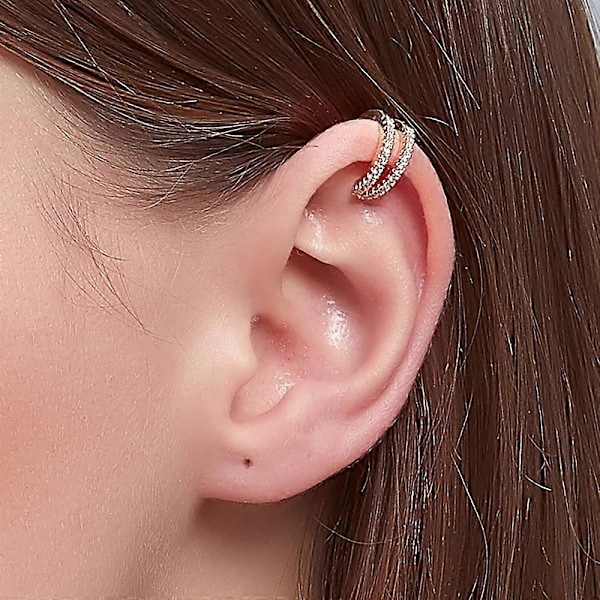 1 Förpackning Enkel C Form Söt Geometrisk Kristall Öronmanschett Icke-Piercad Clip-on Örhängen