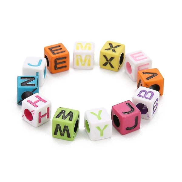 2x 200 bitar 6 mm färgglada bokstavspärlor Kit Alphabet Cubic Bead A-z Bulk - Akrylpärlor Kompatibla gör-det-själv-armband Smycketillbehörstillverkning (stora Ho)