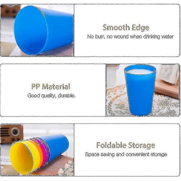 24 stk gjenbrukbare plastkopper, 6 lyse farger, plastkopper for barn, camping