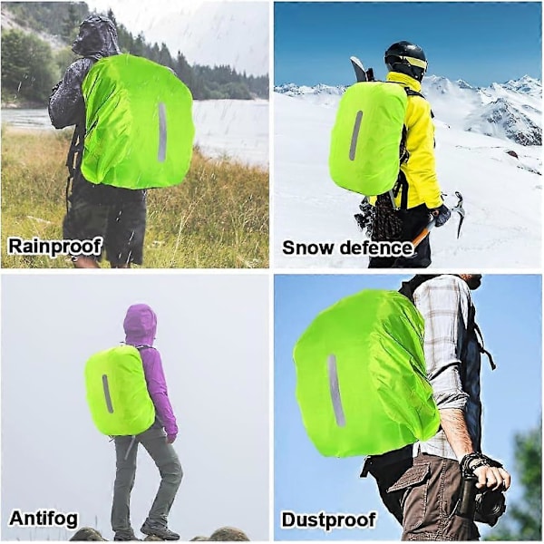 Reflekterande Ryggsäcksöverdrag, 4-pack Skolryggsäck Regnskydd Vattentätt Ryggsäcksöverdrag för Vandring Camping Turism Cykling, Storlek M (Lämplig för 30-40