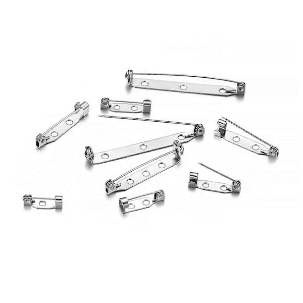 Brosjenål Bakside 60 stk. Bar Nål Bakside Lås Nål Bakside Brosjenåler Baksider for Håndverk Merke Navnelapp DIY Smykkefremstilling & Håndverk (Sølvfarge)