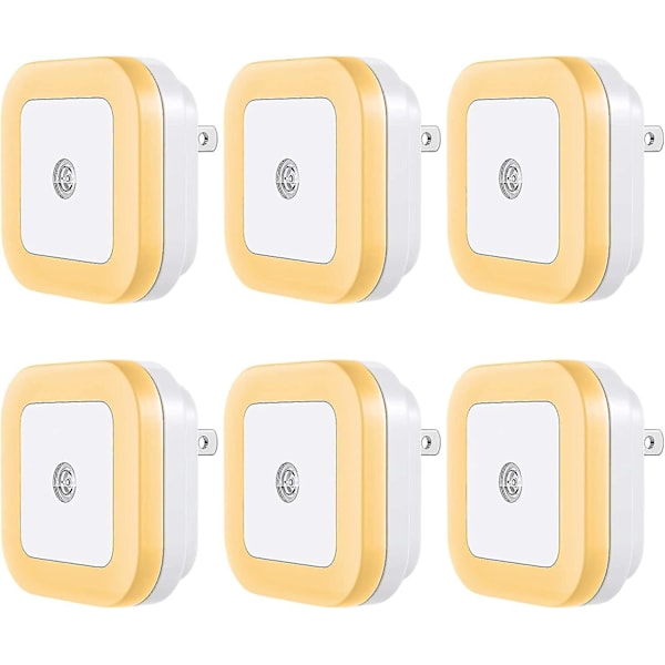WABJTAM LED Natlampe Plug-in [6 Pakke] Smart Skumring til Daggry Sensor, Automatiske Natlamper, Egnet til Soveværelse, Badeværelse, Toilet, Trapper, Køkken, H