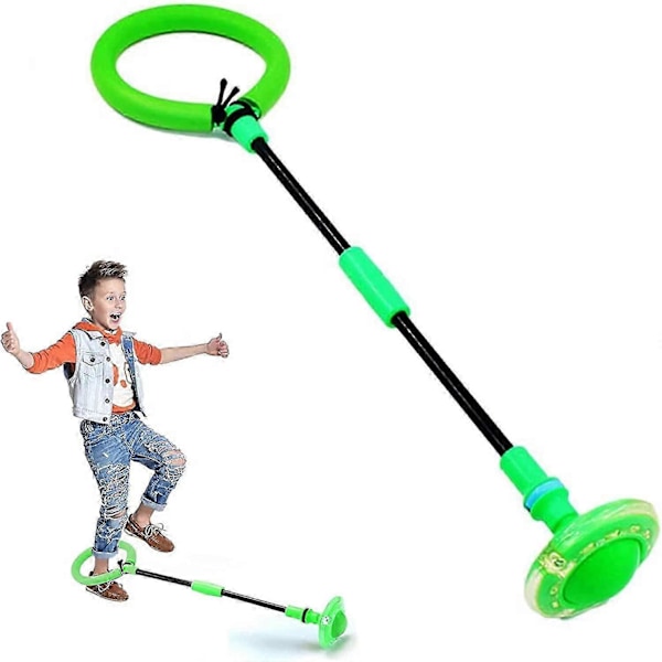 Hoppring med blinkande ljus för barn, sport hoppboll, hopfällbar flash hoppboll, lämplig (grön)