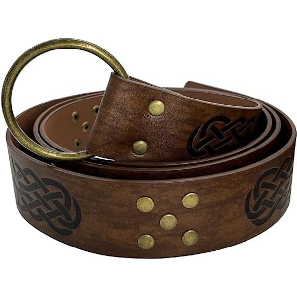 Viking Embossed PU Læderbælte (Brun), Middelalder Læderbælte, Vi
