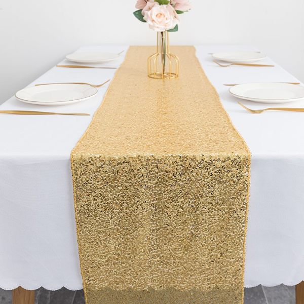 #30*180cm Rund Sekvens Bordløber Sekvensstof til Bryllup Fødselsdagsfest Babyshower Dug Dekoration#
