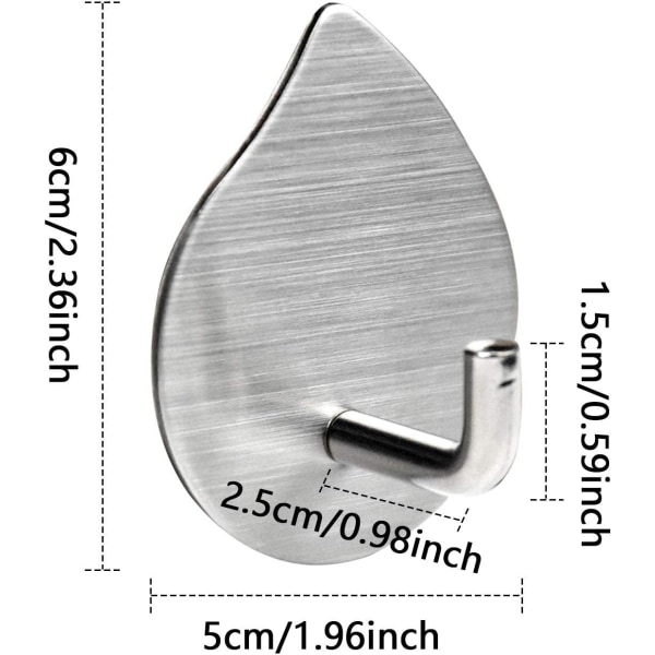 4 delar självhäftande krokar Självhäftande väggkrokar Rostfritt stål